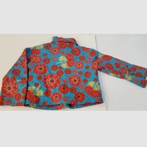 CHATTI PATTI Boutique Baby Girls Blue PInk Floral Jacket Corduroy Lined Sz 3T